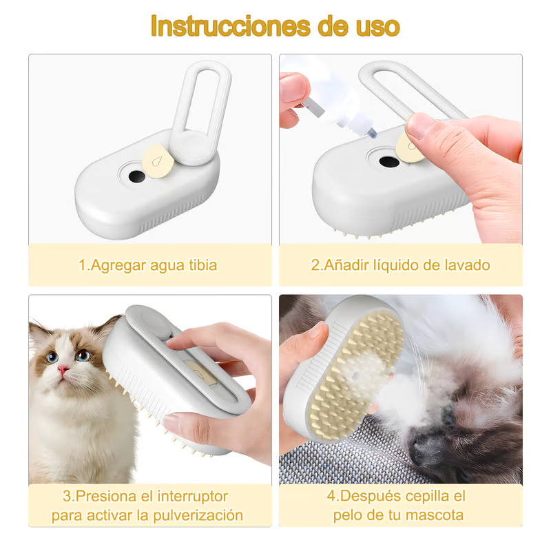 Elimina el pelo y quita el estrés a tu mascota en segundos – LuxePet™ Cepillo a Vapor